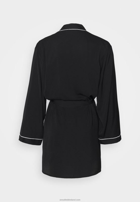 Z62T1088 Women Anna Field Amanda Satin Dressing Gown Dressing Gown Black - Image 8