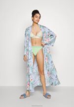Z62T1090 Women Anna Field Floral Robe Dressing Gown Blue - Image 2