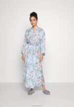 Z62T1090 Women Anna Field Floral Robe Dressing Gown Blue