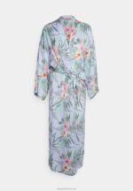 Z62T1090 Women Anna Field Floral Robe Dressing Gown Blue - Image 5