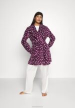Z62T1091 Women Anna Field Dressing Gown Dark Red/Beige - Image 2