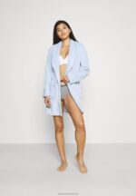 Z62T1094 Women Anna Field Ladies Plush Bathrobe Dressing Gown Blue - Image 2