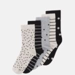 Z62T1142 Women Anna Field 5 Pack Socks Grey/Black