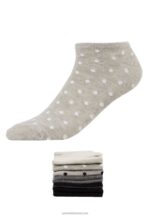Z62T1144 Women Anna Field 8Pp Spot Stripe Socks Grey - Image 2