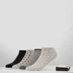 Z62T1144 Women Anna Field 8Pp Spot Stripe Socks Grey