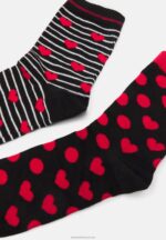 Z62T1151 Women Anna Field 5 Pack Socks Red/Black - Image 3