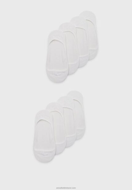 Z62T1155 Women Anna Field 8 Pack Trainer Socks White