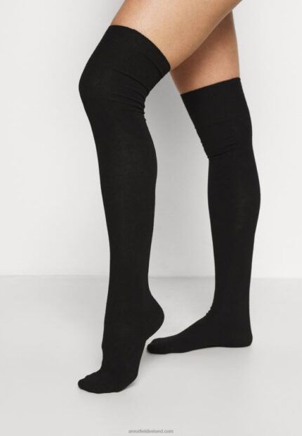 Z62T1159 Women Anna Field 2 Pack Over-The-Knee Socks Black