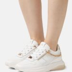 Z62T1201 Women Anna Field Leather Trainers White/Gold