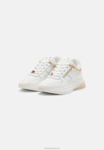 Z62T1201 Women Anna Field Leather Trainers White/Gold - Image 3