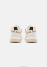 Z62T1201 Women Anna Field Leather Trainers White/Gold - Image 4