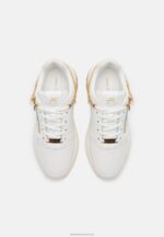 Z62T1201 Women Anna Field Leather Trainers White/Gold - Image 6