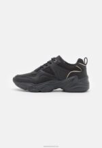 Z62T1203 Women Anna Field Leather Trainers Black - Image 2
