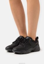 Z62T1203 Women Anna Field Leather Trainers Black