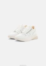 Z62T1209 Women Anna Field Leather Trainers White/Beige - Image 3