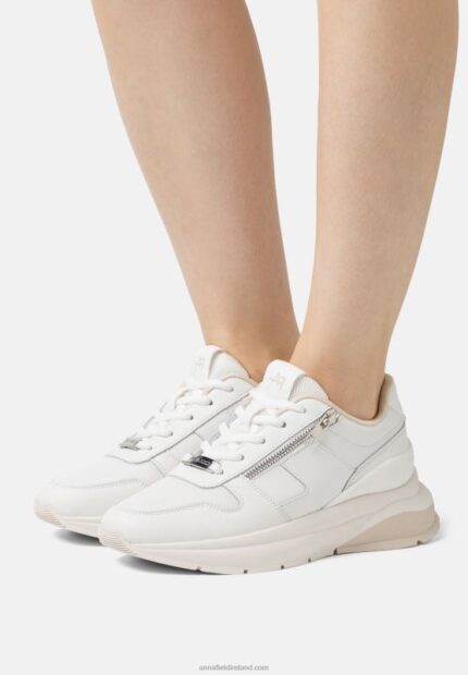 Z62T1209 Women Anna Field Leather Trainers White/Beige