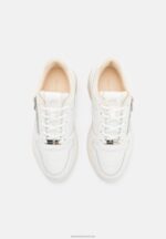 Z62T1209 Women Anna Field Leather Trainers White/Beige - Image 6