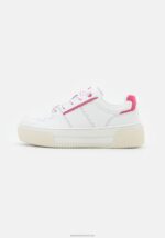 Z62T1211 Women Anna Field Leather Trainers White/Pink - Image 2