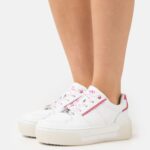 Z62T1211 Women Anna Field Leather Trainers White/Pink