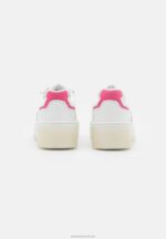 Z62T1211 Women Anna Field Leather Trainers White/Pink - Image 4