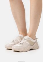 Z62T1213 Women Anna Field Leather Trainers Beige