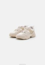Z62T1213 Women Anna Field Leather Trainers Beige - Image 3