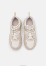 Z62T1213 Women Anna Field Leather Trainers Beige - Image 6