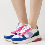 Z62T1214 Women Anna Field Leather Trainers White/Multi-Coloured