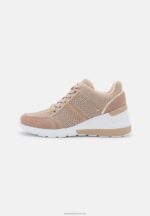 Z62T1215 Women Anna Field Leather Mix Trainers Beige - Image 2