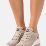 Z62T1215 Women Anna Field Leather Mix Trainers Beige