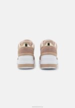 Z62T1215 Women Anna Field Leather Mix Trainers Beige - Image 4