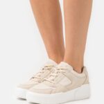 Z62T1217 Women Anna Field Leather Trainers Beige