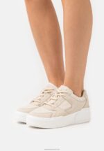 Z62T1217 Women Anna Field Leather Trainers Beige