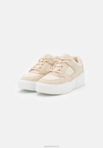 Z62T1217 Women Anna Field Leather Trainers Beige - Image 3