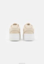 Z62T1217 Women Anna Field Leather Trainers Beige - Image 4