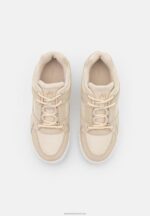 Z62T1217 Women Anna Field Leather Trainers Beige - Image 6