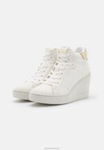 Z62T1231 Women Anna Field High-Top Trainers White/Gold - Image 3