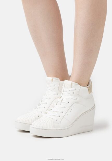 Z62T1231 Women Anna Field High-Top Trainers White/Gold