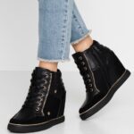 Z62T1232 Women Anna Field Bootie High-Top Trainers Black
