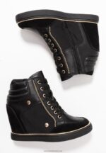 Z62T1232 Women Anna Field Bootie High-Top Trainers Black - Image 4