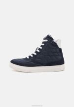Z62T1237 Women Anna Field Leather High-Top Trainers Dark Blue - Image 2