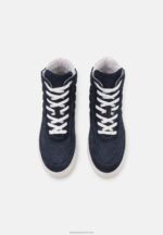 Z62T1237 Women Anna Field Leather High-Top Trainers Dark Blue - Image 6