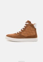 Z62T1238 Women Anna Field Leather High-Top Trainers Cognac - Image 2
