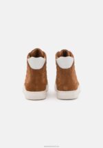 Z62T1238 Women Anna Field Leather High-Top Trainers Cognac - Image 4