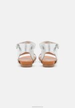Z62T1300 Women Anna Field Leather Sandals Silver - Image 4