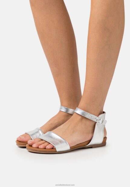Z62T1300 Women Anna Field Leather Sandals Silver