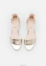 Z62T1301 Women Anna Field Leather Sandals Gold - Image 6