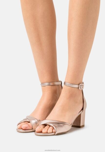 Z62T1310 Women Anna Field Leather Sandals Rose Gold-Coloured