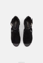 Z62T1314 Women Anna Field Leather Ankle Cuff Sandals Black - Image 6