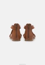 Z62T1316 Women Anna Field Leather Sandals Cognac - Image 4